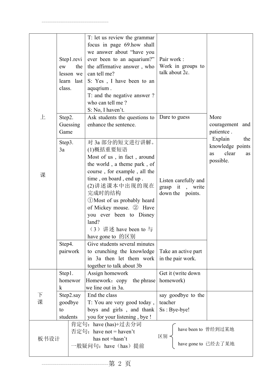 人教版 新目标 八年级下册九单元英语教案(4页).doc_第2页