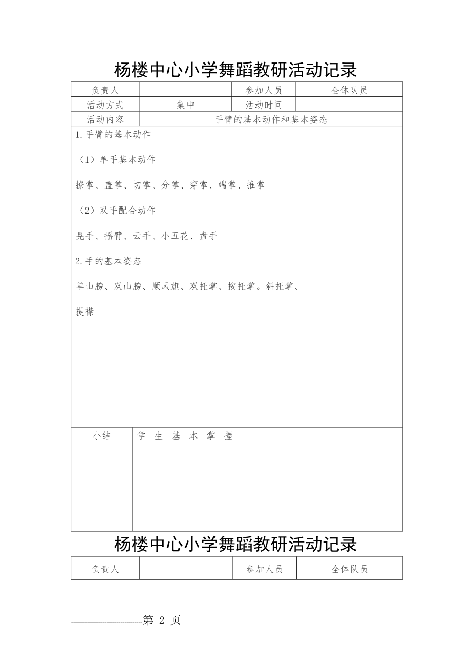 杨楼中心小学舞蹈教研活动记录(8页).doc_第2页