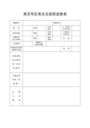 医学专题一南京军区南京总医院进修表.docx