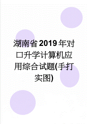 湖南省2019年对口升学计算机应用综合试题(手打实图)(14页).doc