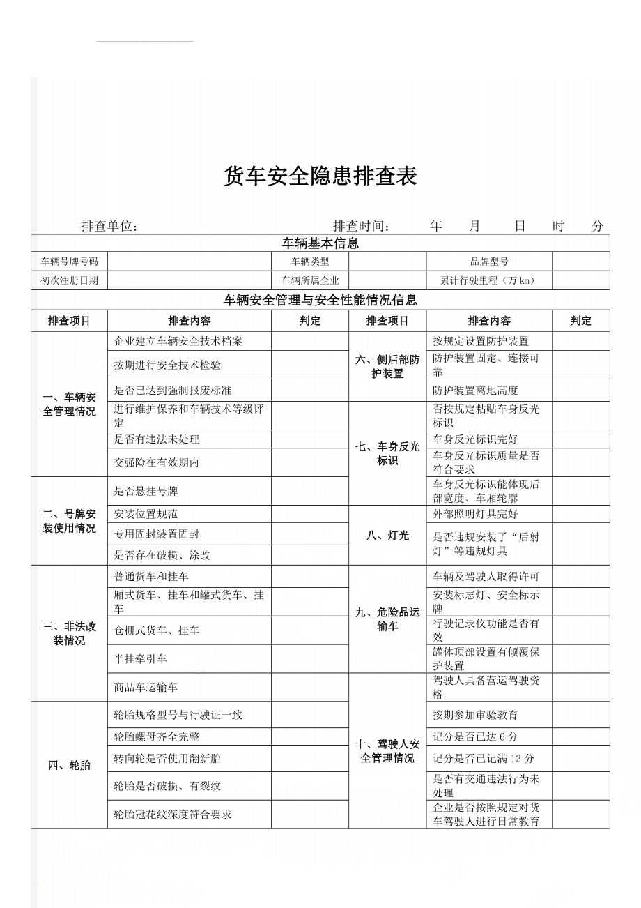 货车安全隐患排查表(3页).doc_第1页