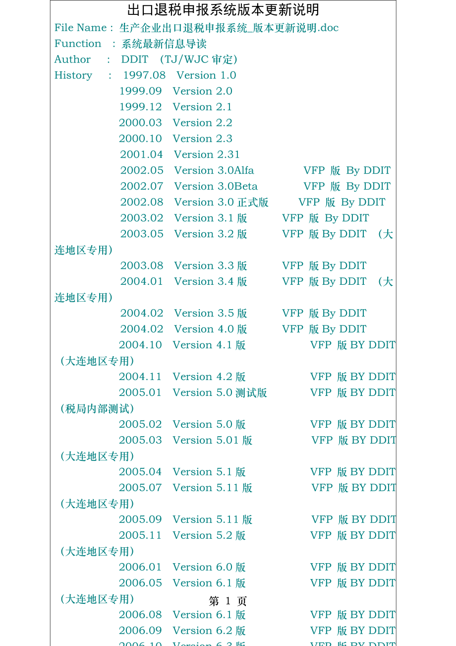 生产企业出口退税申报系统版本更新说明 2.doc_第1页