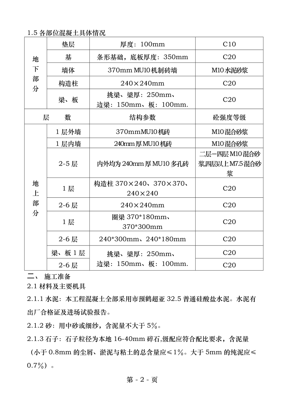 砖混结构混凝土施工方案-1.doc_第2页