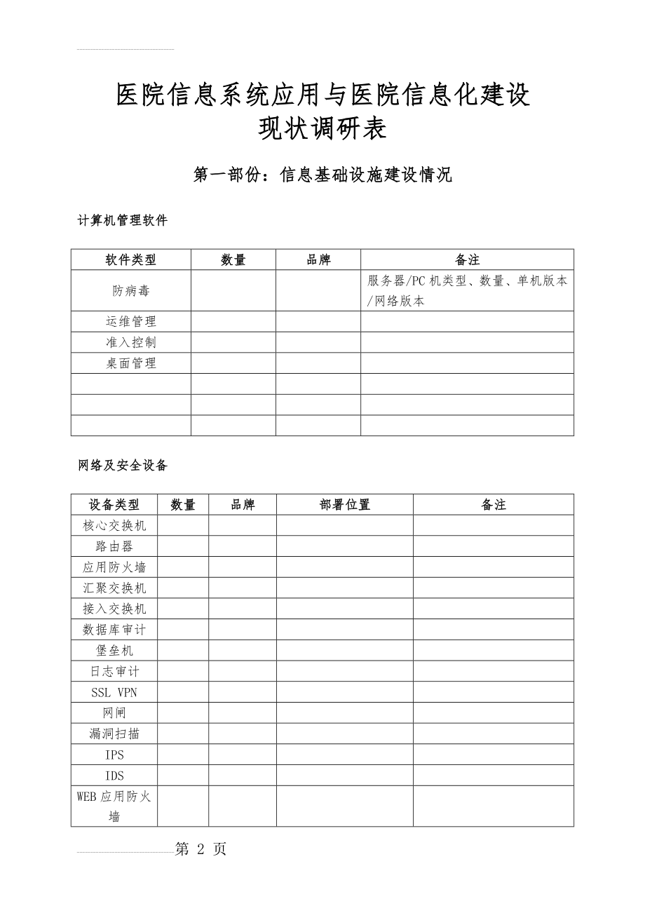 医院信息系统调研表(7页).doc_第2页