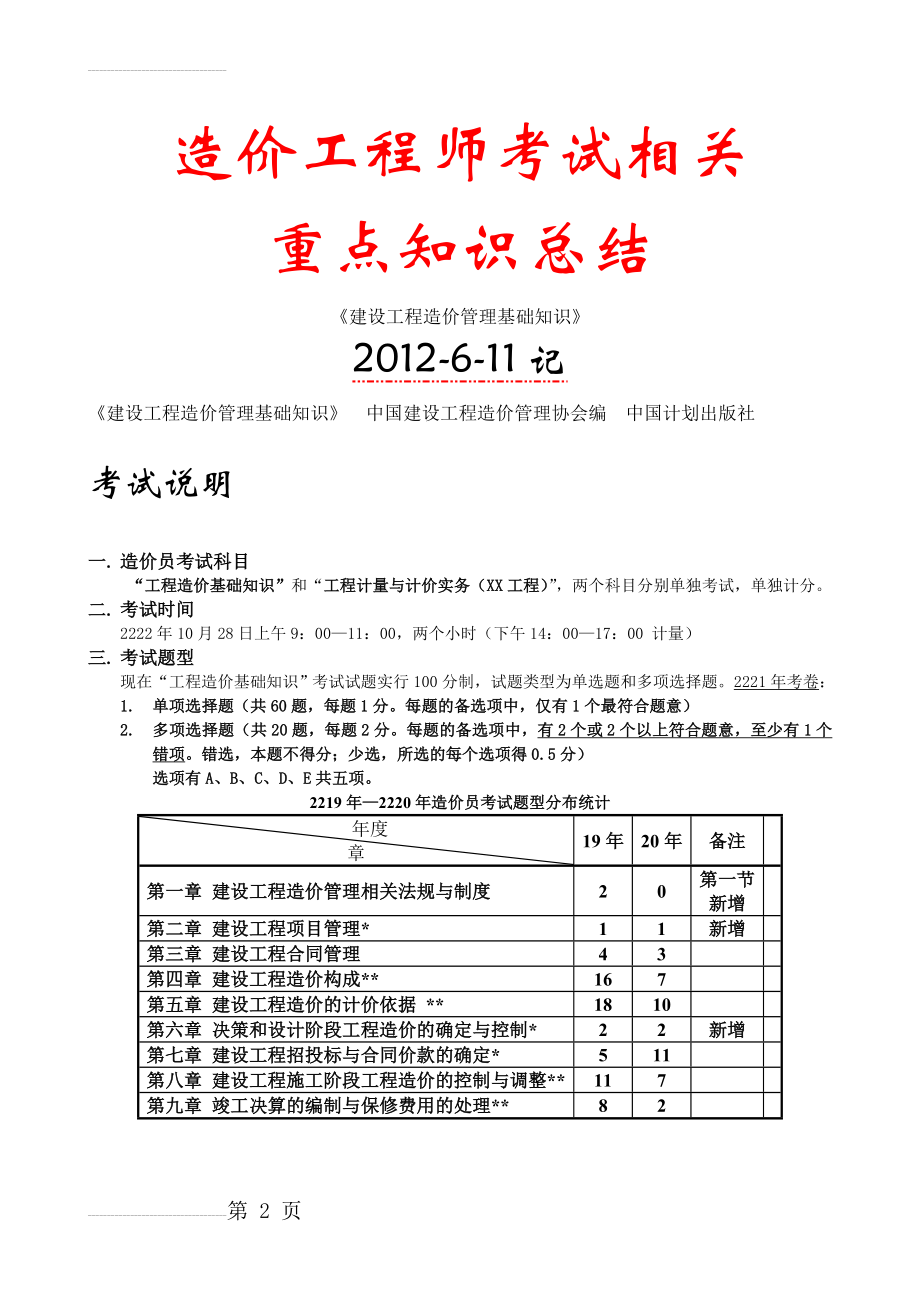 造价工程师考试相关重点知识总结(45页).doc_第2页