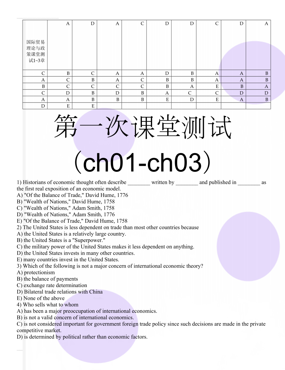 国际贸易理论与政策课堂测试1~3章(21页).doc_第1页