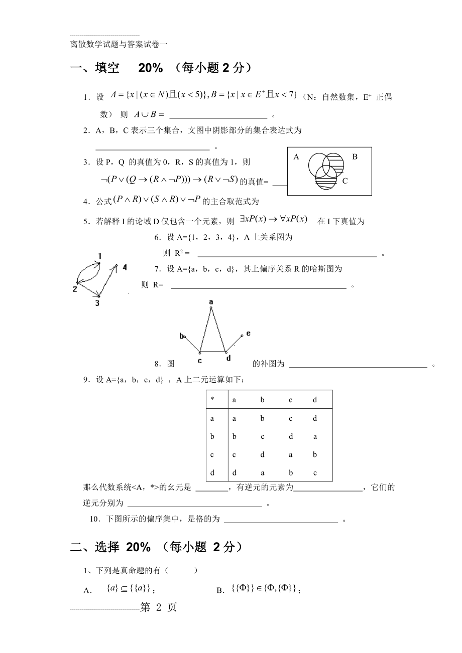 离散数学习题集(十五套)(67页).doc_第2页