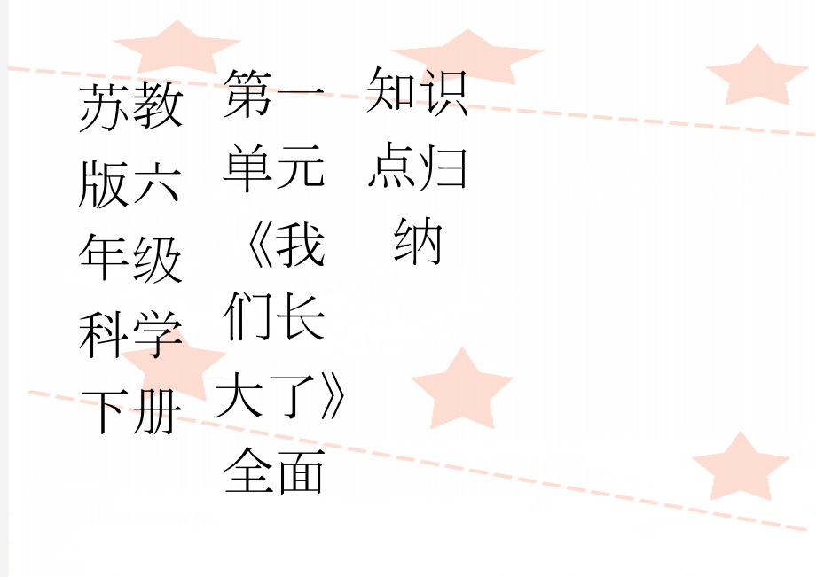 苏教版六年级科学下册第一单元《我们长大了》全面知识点归纳(4页).doc_第1页