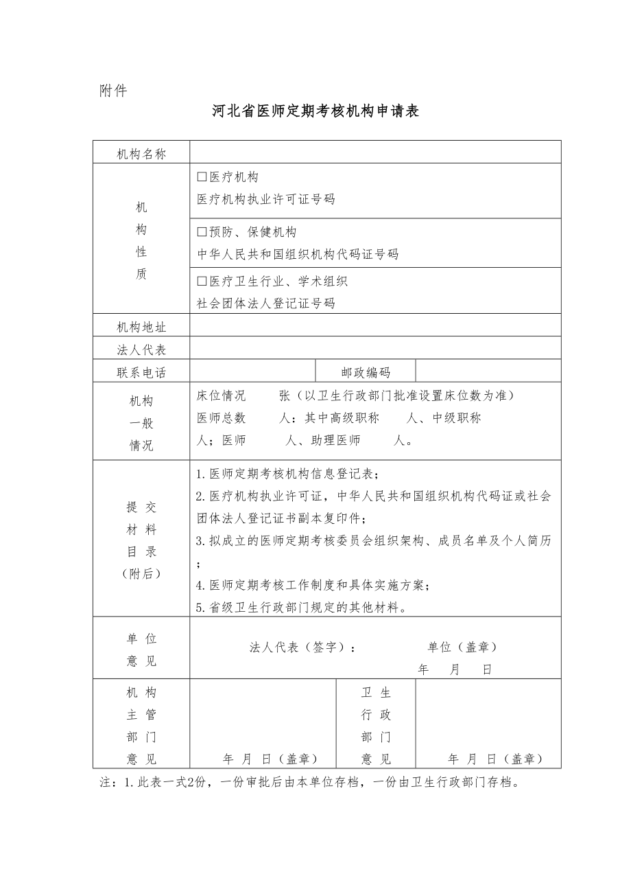 医学专题一医师定期考核机构申请表.docx_第1页