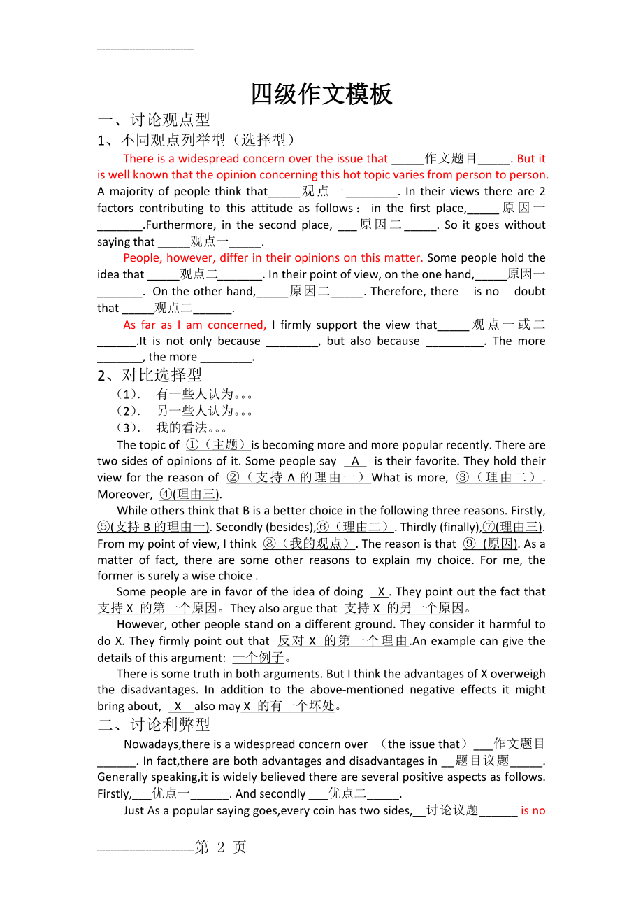 四级英语作文模板(8页).doc_第2页