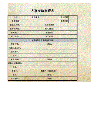 人力资源部HR人事表格人事变动申请表.xlsx