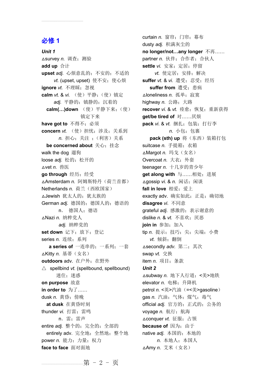 高中英语单词必修1到8加选修(42页).doc_第2页