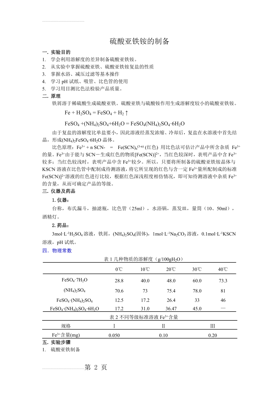 实验六：硫酸亚铁铵的制备(4页).doc_第2页