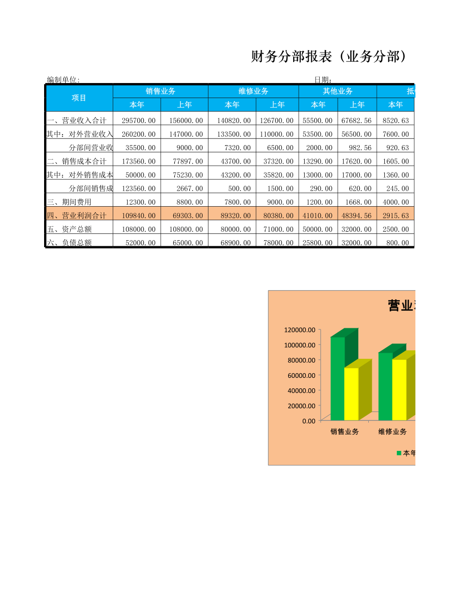 企业财务部财务分部报表.xlsx_第1页