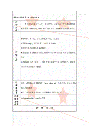 精通版三年级英语上册Lesson25教案(5页).doc