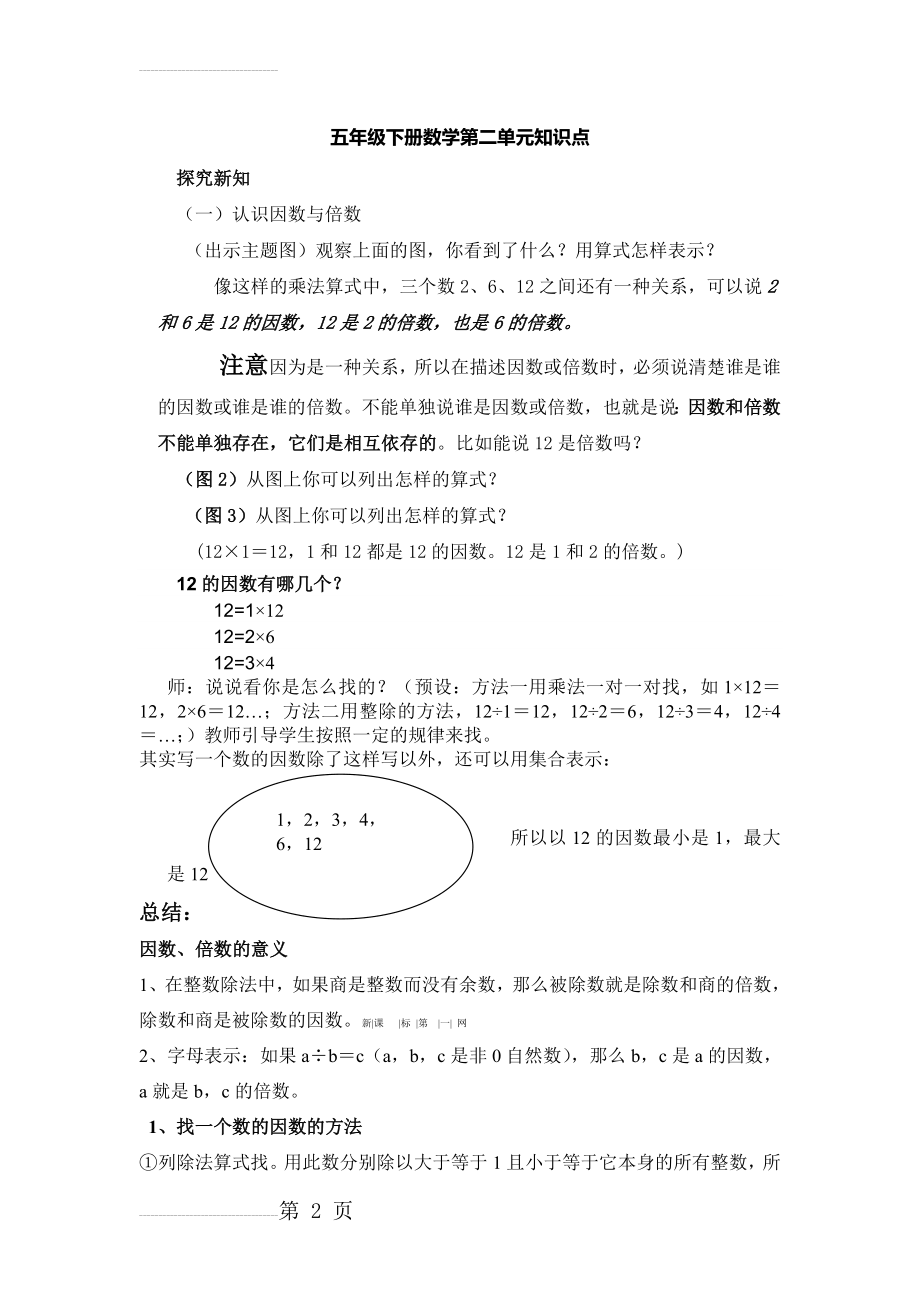 因数和倍数的认识讲解及习题(7页).doc_第2页