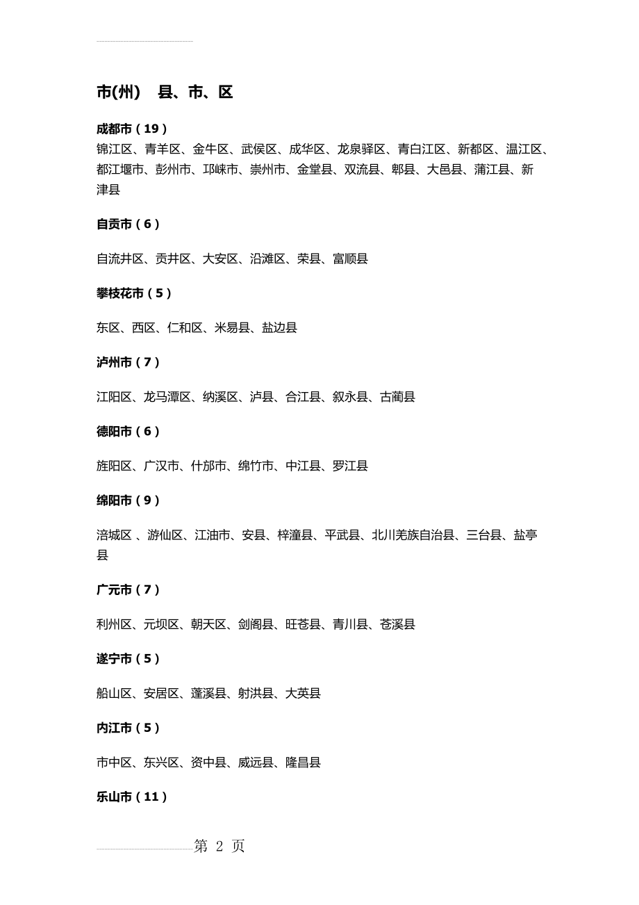 四川省各个州市、区县名称(4页).doc_第2页