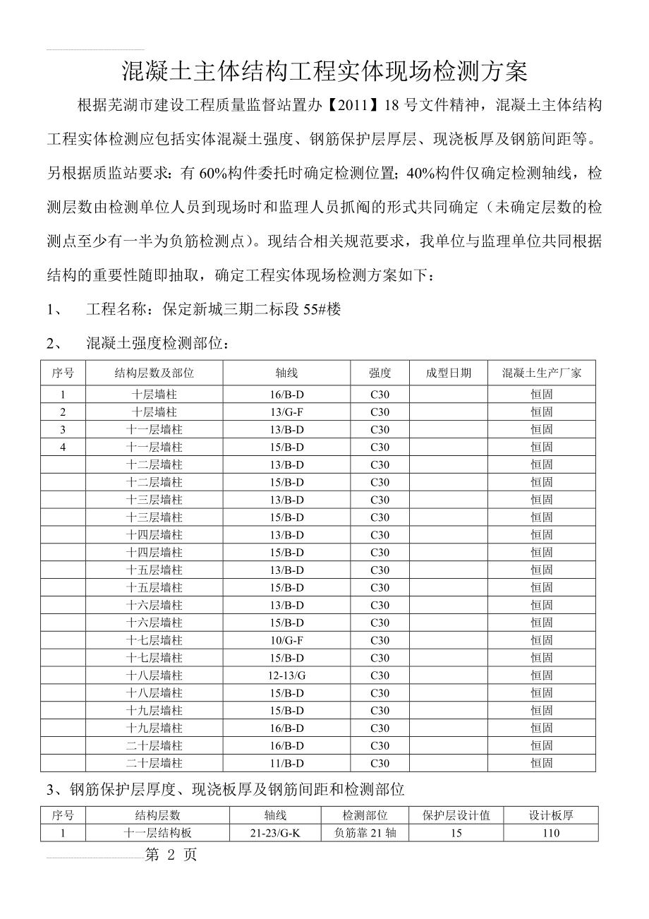 混凝土主体结构工程实体现场检测方案.54#楼(38页).doc_第2页