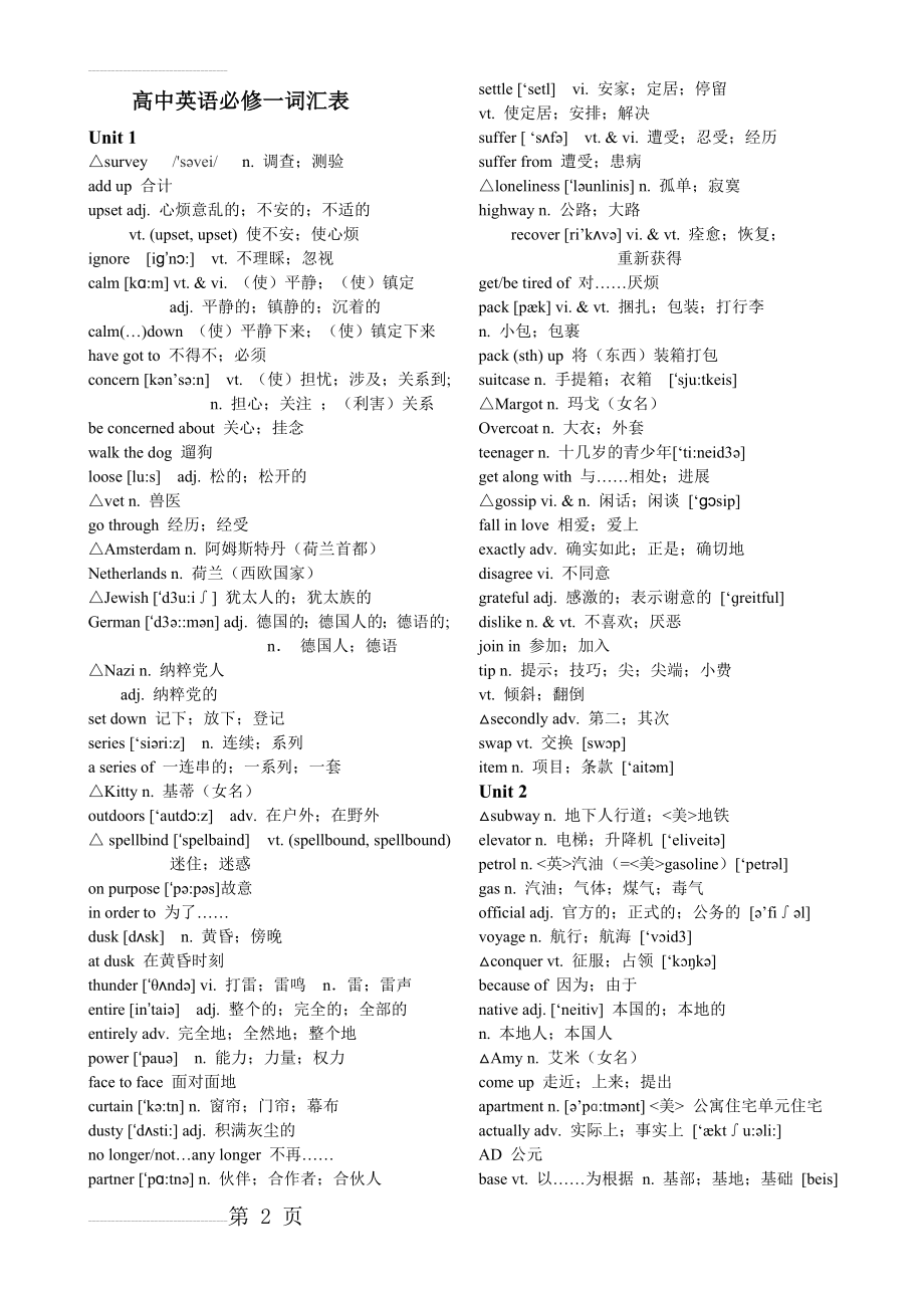 高中英语必修一词汇表(14页).doc_第2页