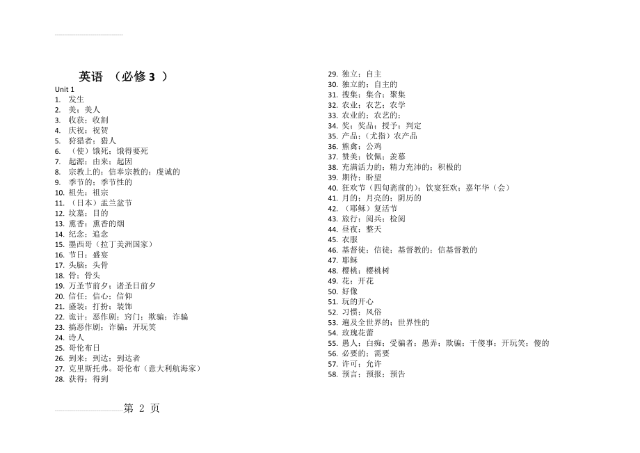 高中英语必修三单词默写版(7页).doc_第2页