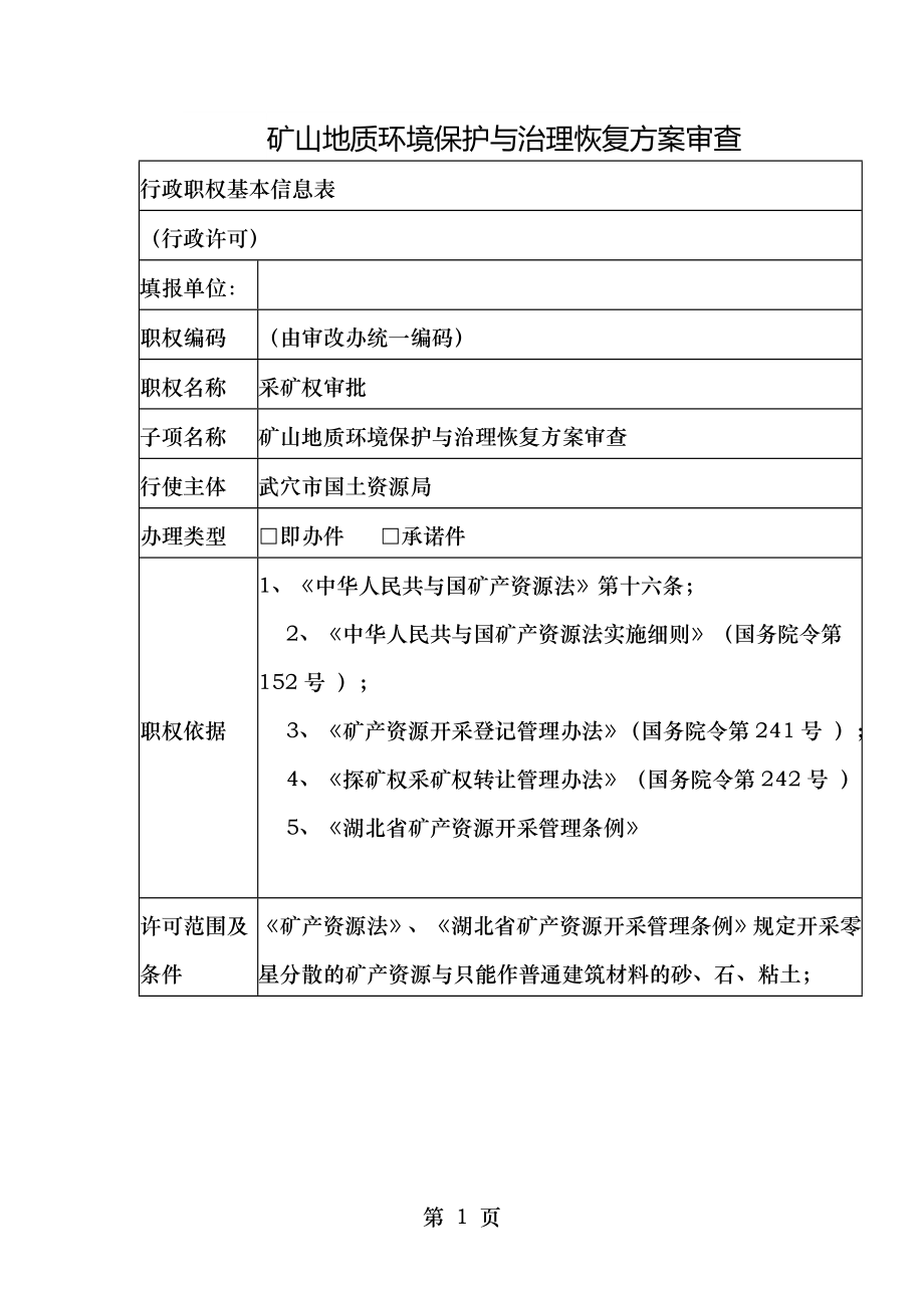 矿山地质环境保护与治理恢复方案审查.doc_第1页