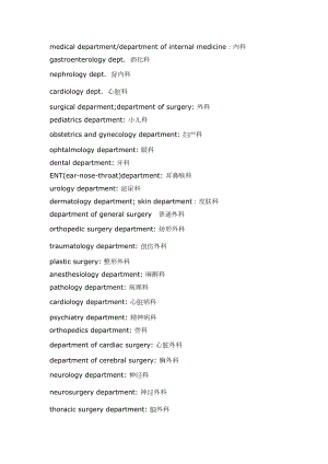 医学专题一医院科室及眼科类的相关翻译.docx