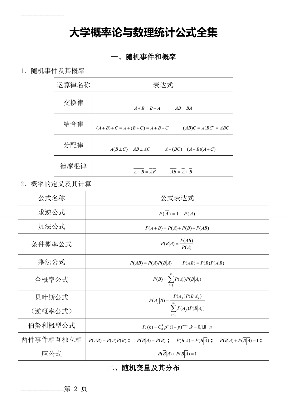 大学概率论与数理统计公式全集(7页).doc_第2页