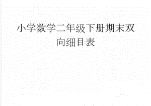 小学数学二年级下册期末双向细目表(2页).doc