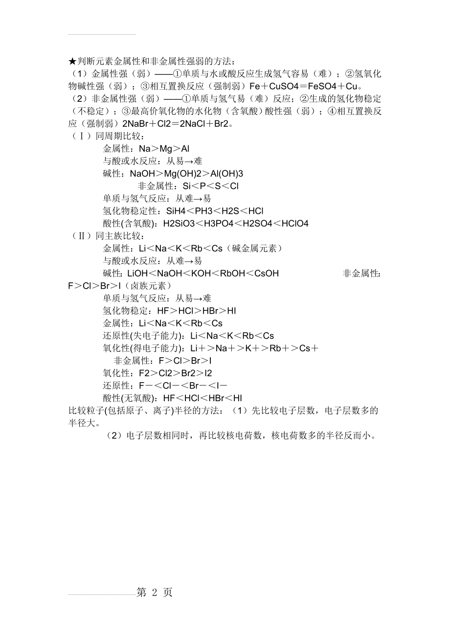 判断元素金属性和非金属性强弱的方法(2页).doc_第2页