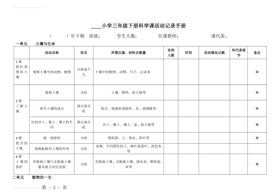 小学科学三年级下册活动记录表(6页).doc_第2页