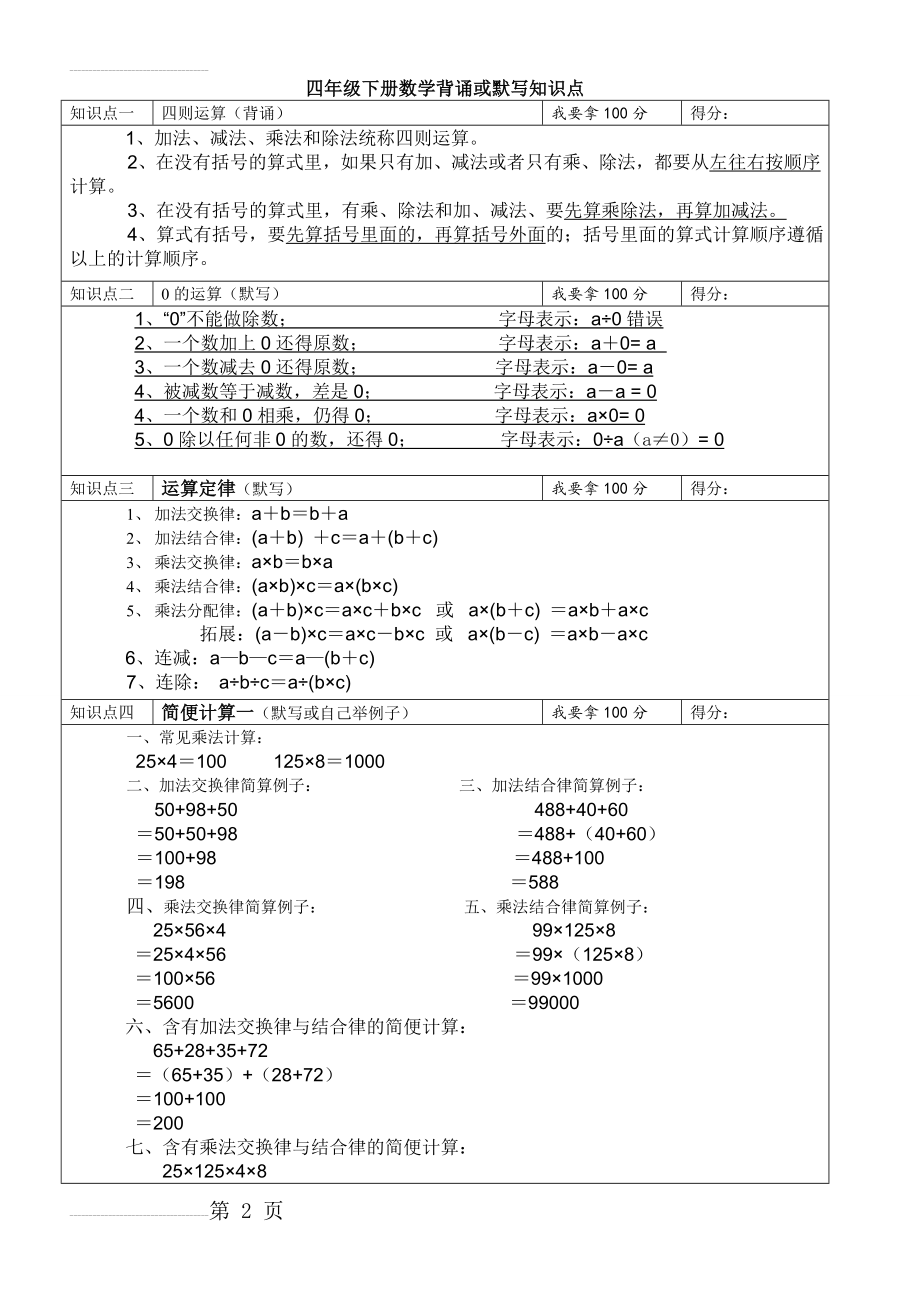 青岛版四年级下册数学所有单元知识点总结90094(8页).doc_第2页