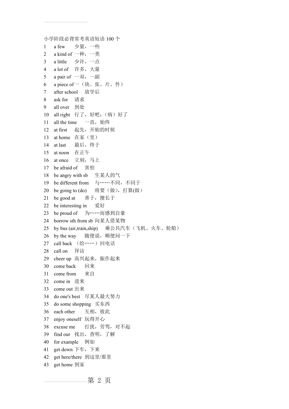 小学必背常考英语短语100个(4页).doc_第2页