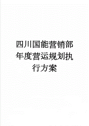 四川国能营销部年度营运规划执行方案(27页).doc