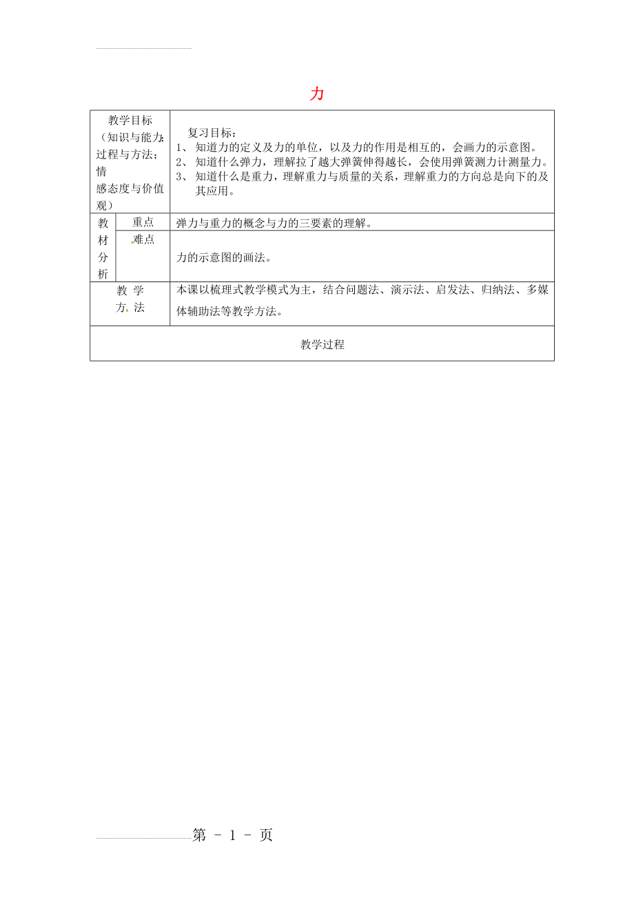 八年级物理下册第7章《力》复习教案+新人教版(5页).doc_第2页