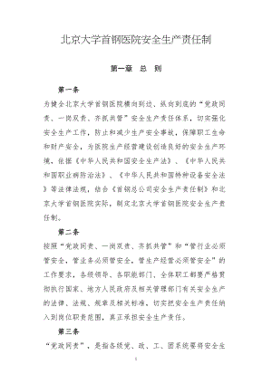 医学专题一北京大学首钢医院安全生产责任制(DOC).docx