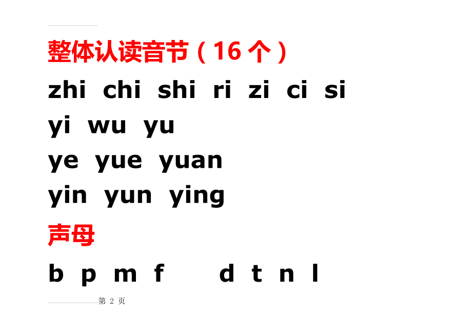 声母韵母整体认读音节英语26个字母表(4页).doc_第2页