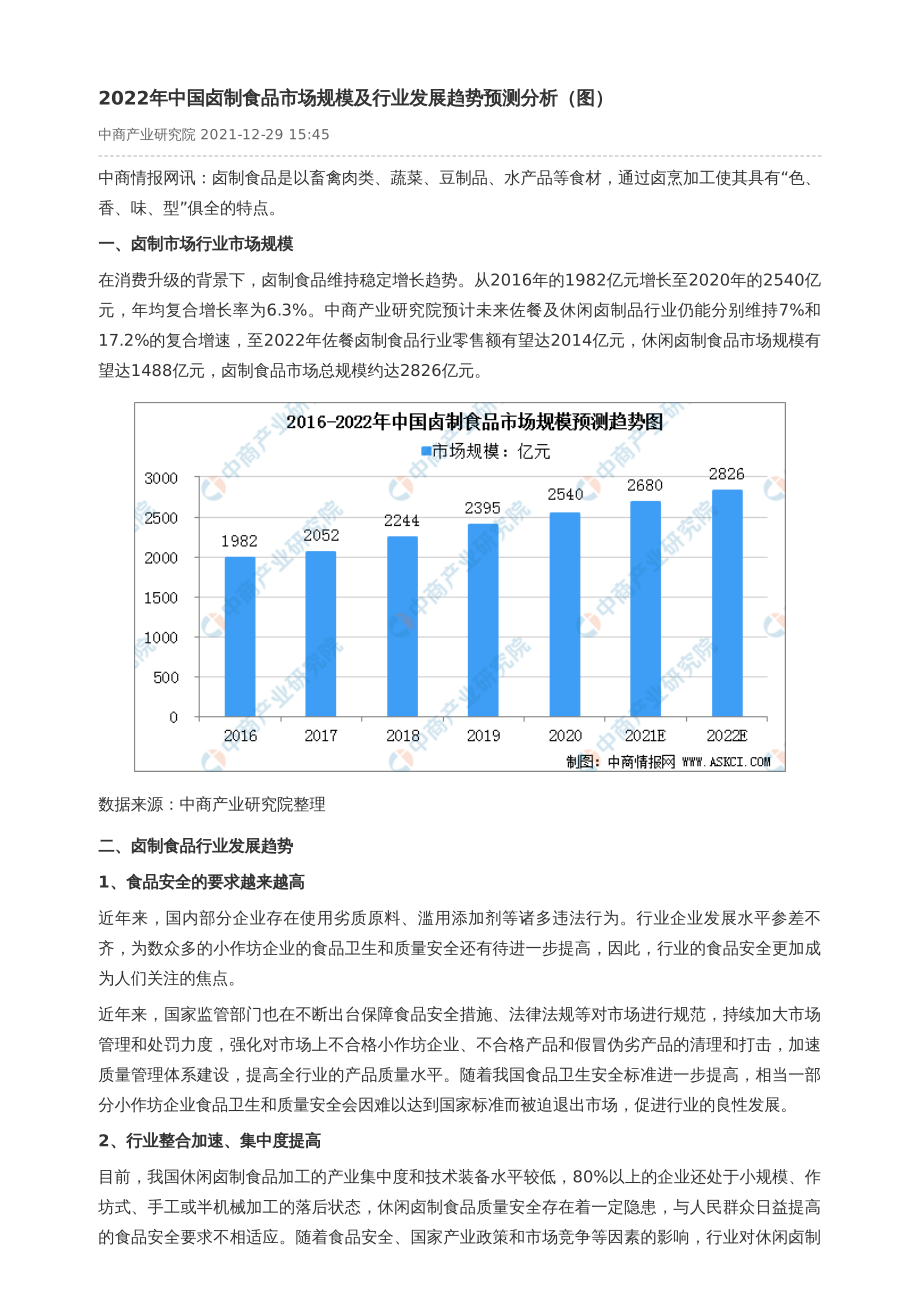 中商产业研究院：2022年中国卤制食品市场规模及行业发展趋势预测分析（图）-211229.pdf_第1页