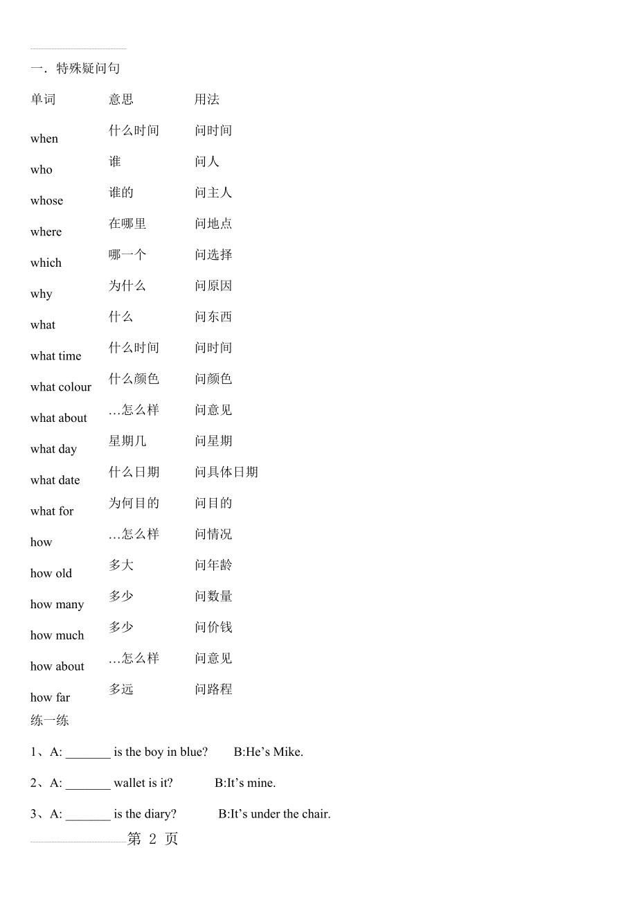 小学六年级英语特殊疑问句练习(19页).doc_第2页