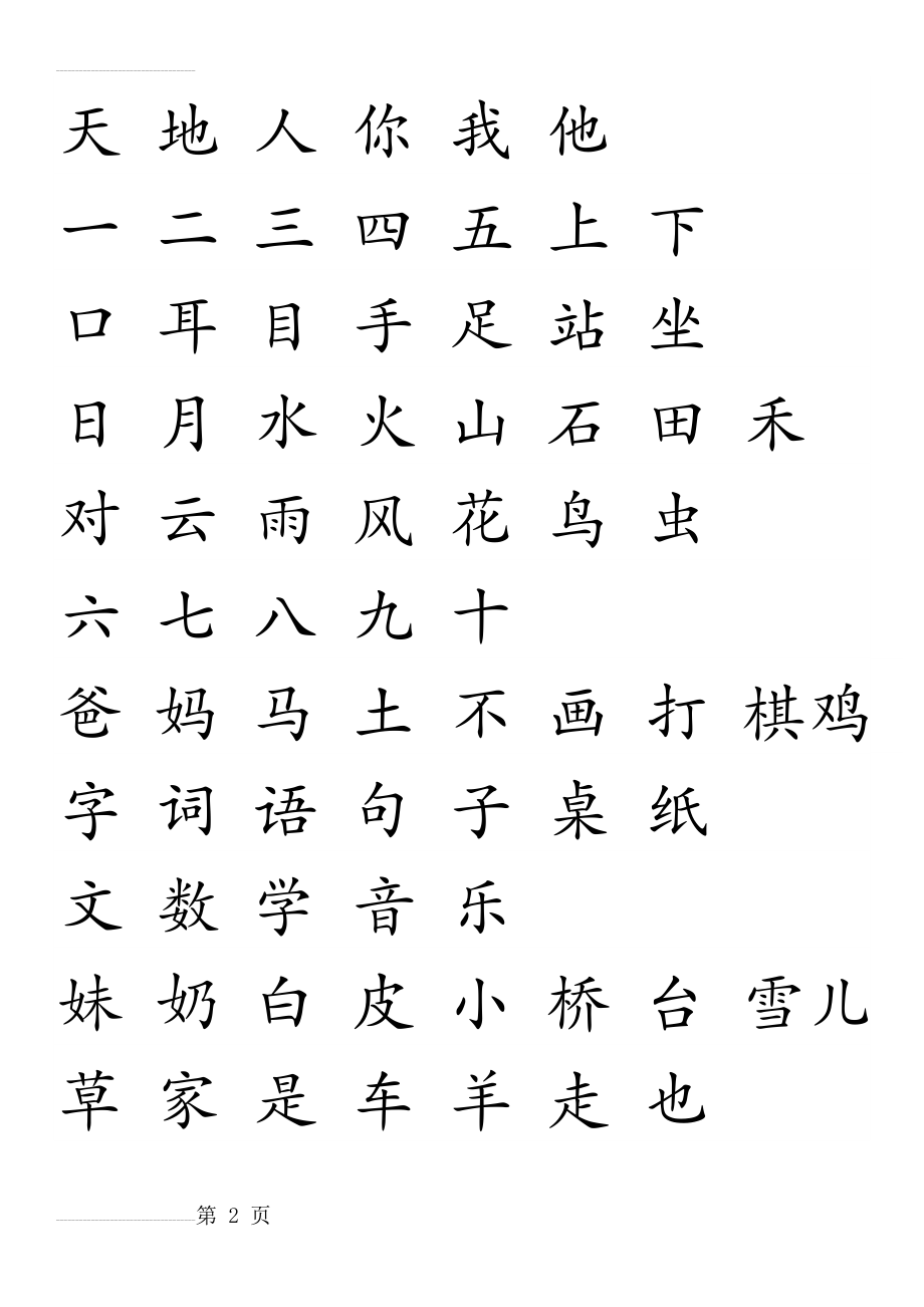 部编人教版一年级语文上册识字表(8页).doc_第2页