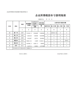 企业财务部税前弥补亏损明细表.xlsx