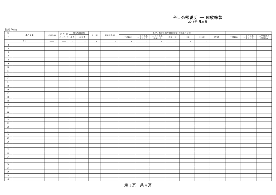 企业财务部【财务分析报表】应收账款账龄分析表.xls_第1页