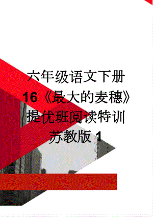 六年级语文下册 16《最大的麦穗》提优班阅读特训 苏教版1(3页).doc