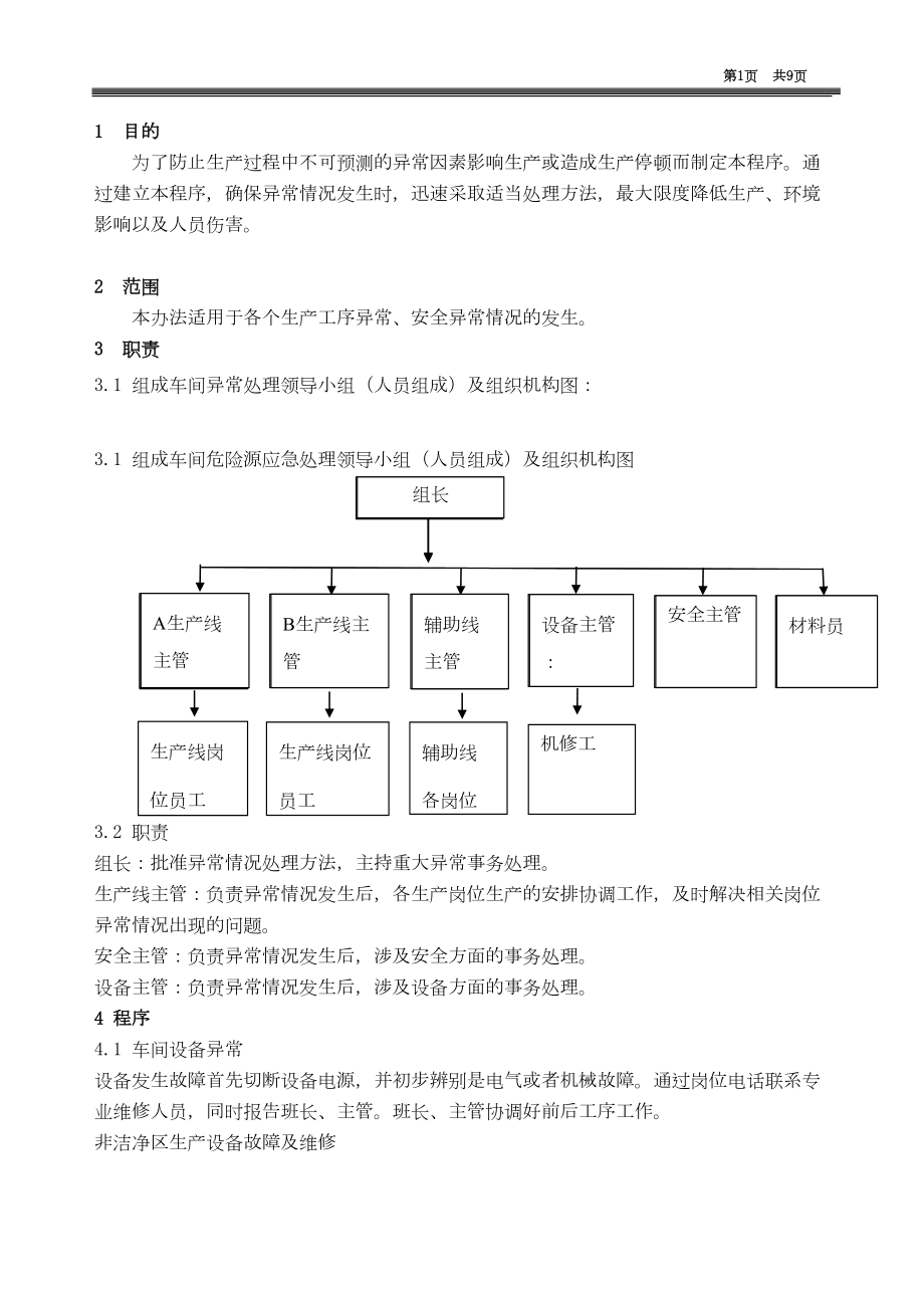 医学专题一制药车间异常情况规程.doc_第1页