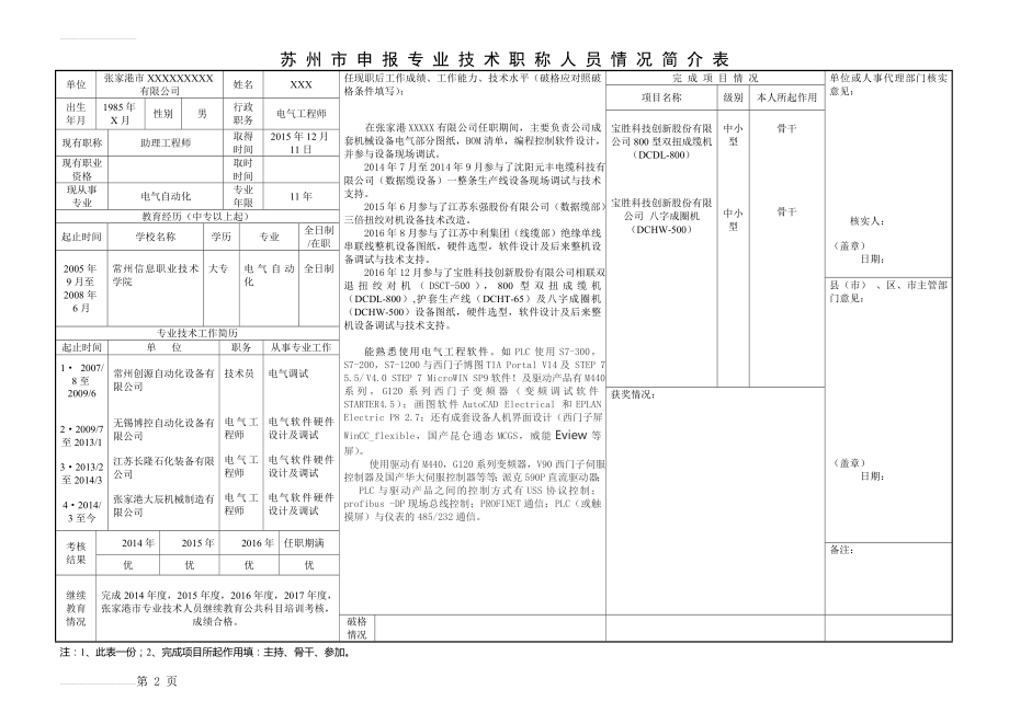 苏州市申报专业技术职称人员情况简介表范例(2页).doc_第2页