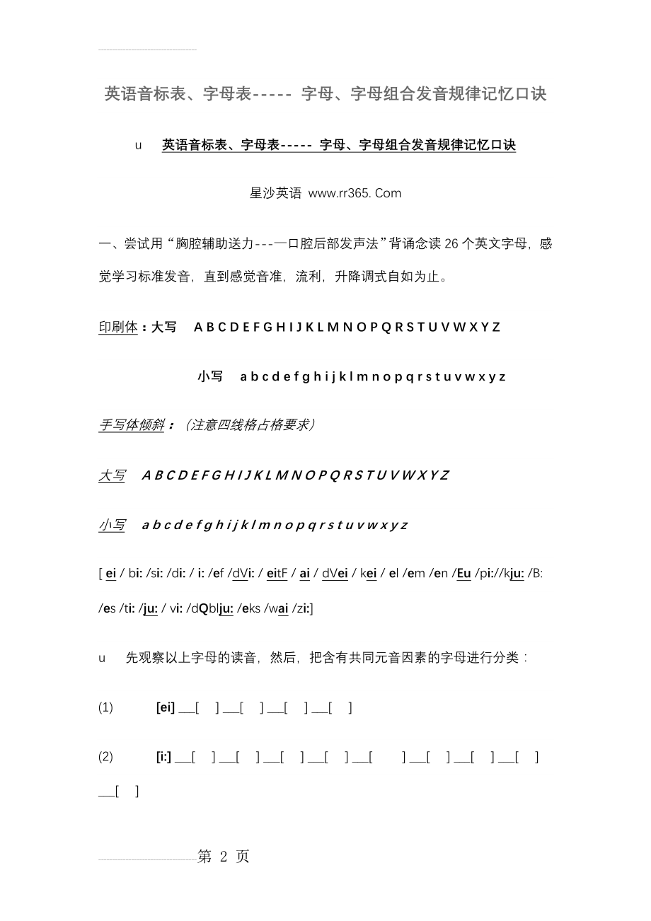 字母、字母组合发音规律记忆口诀07718(26页).doc_第2页