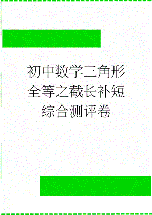 初中数学三角形全等之截长补短综合测评卷(3页).doc