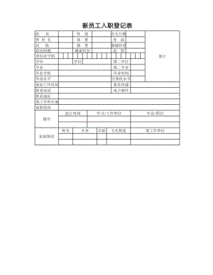 人力资源部HR人事表格新员工入职登记表.xlsx