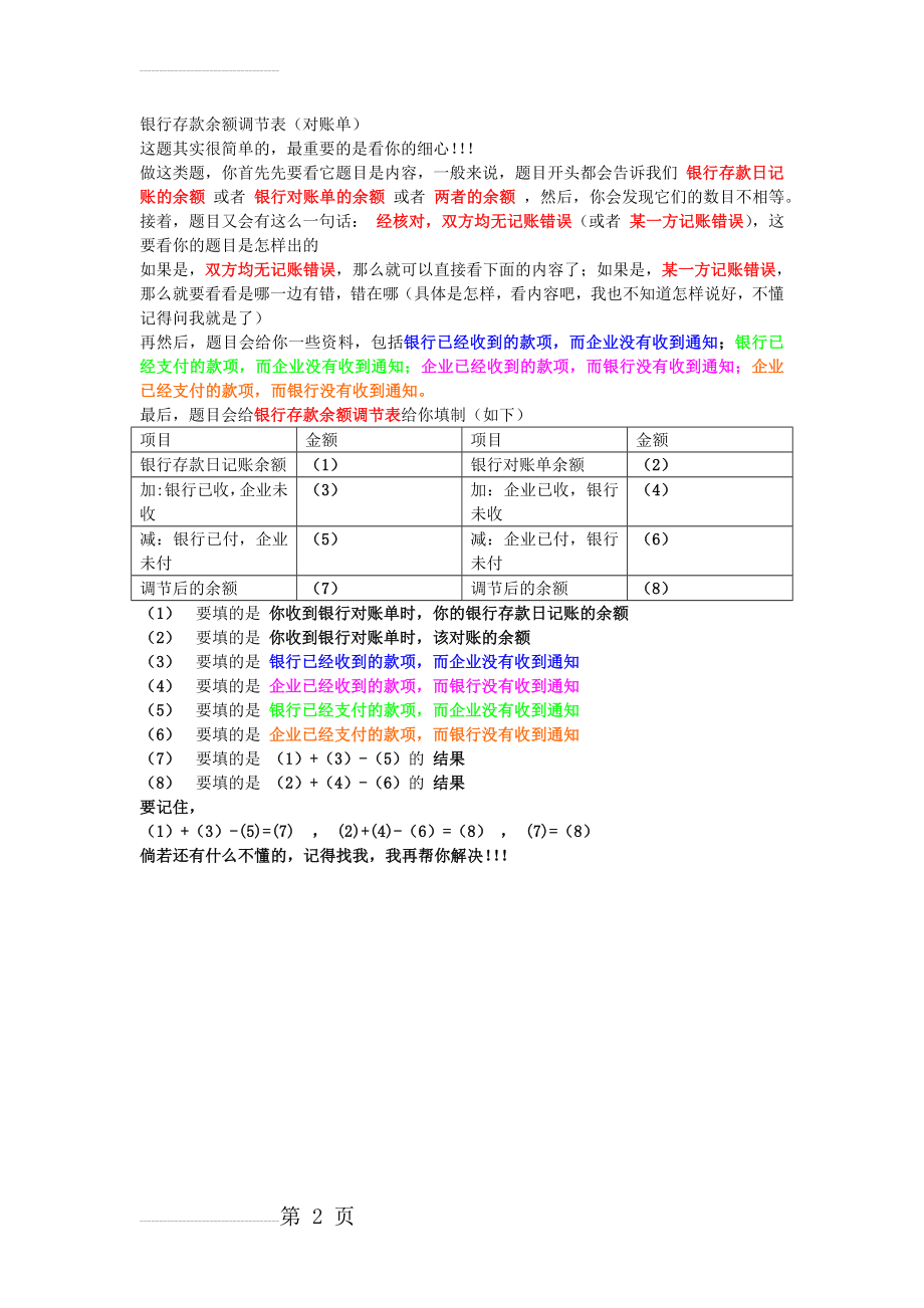 银行存款余额调节表(对账单)(2页).doc_第2页