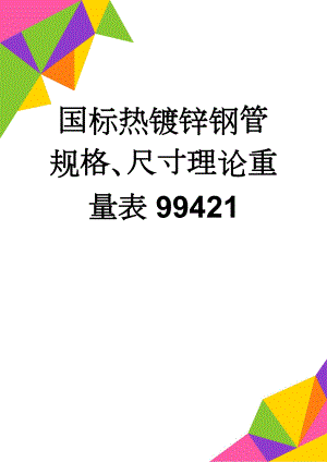 国标热镀锌钢管规格、尺寸理论重量表99421(8页).doc