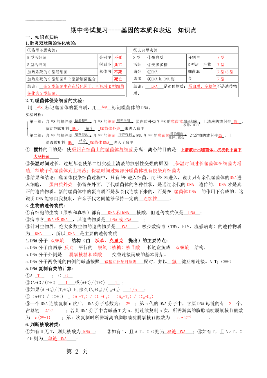 基因的本质和表达知识点答案(3页).doc_第2页